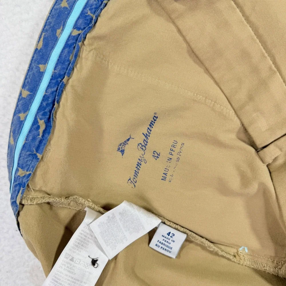 Tommy Bahama Boracay Chino Shorts Mens‎ 42 Tan Khaki Stretch Pima Cotton Blend